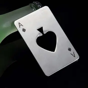 

500pcs/lot Poker Playing Card Ace of Spades Bar Tool Soda Stainless Steel Beer Bottle Cap Opener Gift Free Shipping SN056