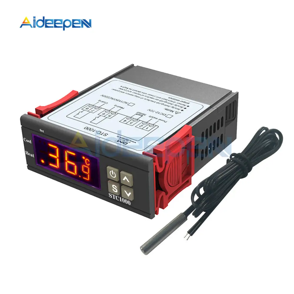12V/24V/110V/220V Digital Temperature Controller Thermostat With Cable STC-1000 