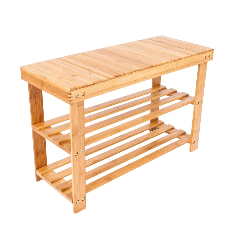

70*28*45.5cm Portable Flat Bamboo Shoes Stool with Shoe Rack Modern Durable Storage Stool Bench Home Doorway