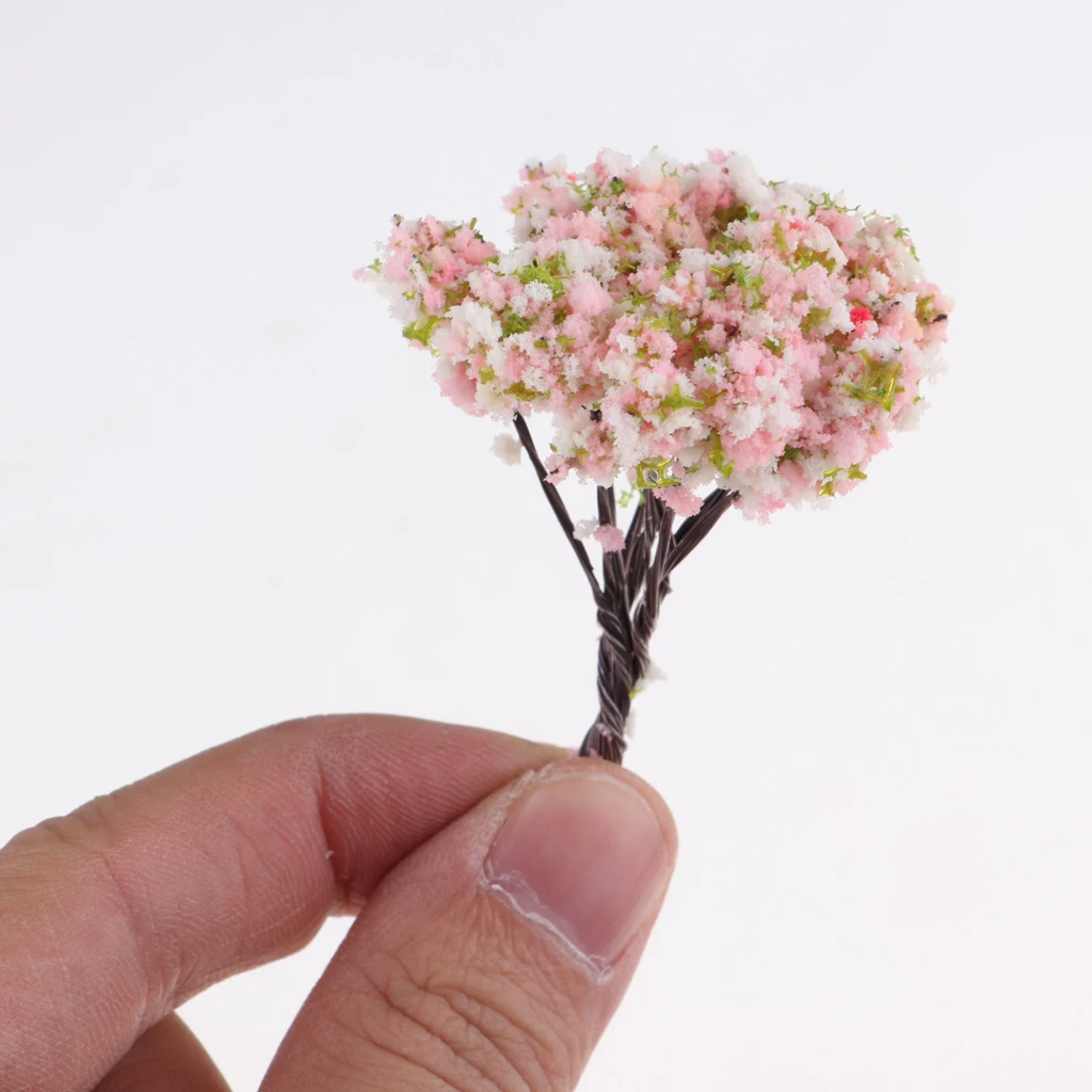 1/12 Dollhouse Miniature Peach Blossom Tree Perfect for any miniature Garden Decoration Accessory landscape DIY crafts (3PCS)