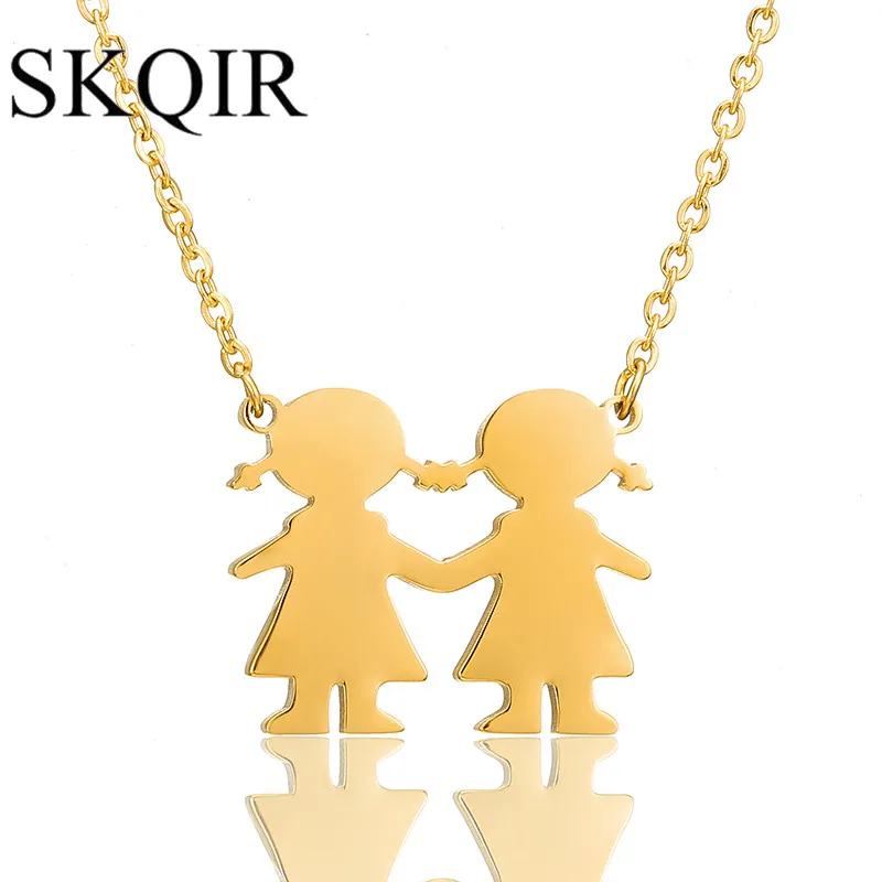 SKQIR золотое ожерелье с подвеской для влюбленных, мода, для мальчиков и девочек, ожерелье для пар, ювелирные изделия для женщин, цепочка из нержавеющей стали, Kyole - Окраска металла: 03 gold