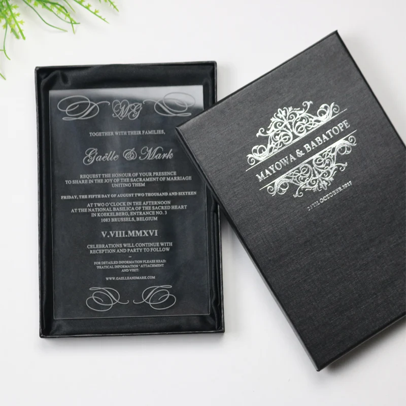 

50 sets Personalized Luxury Customized Acrylic Wedding Invitation Cards For Free Laser Engraved