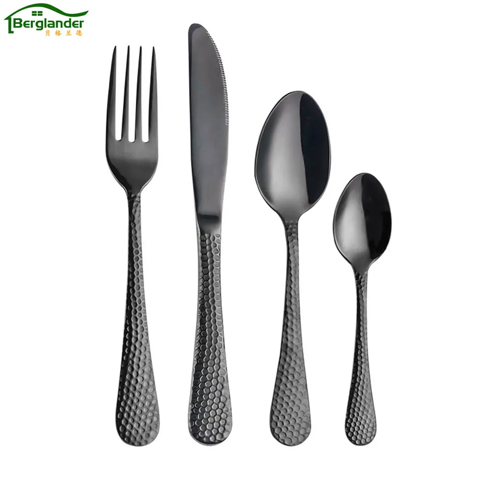 Buy BERGLANDER 24Pcs/set Luxury Black Stainless Steel Cutlery Fork Knife Dinner