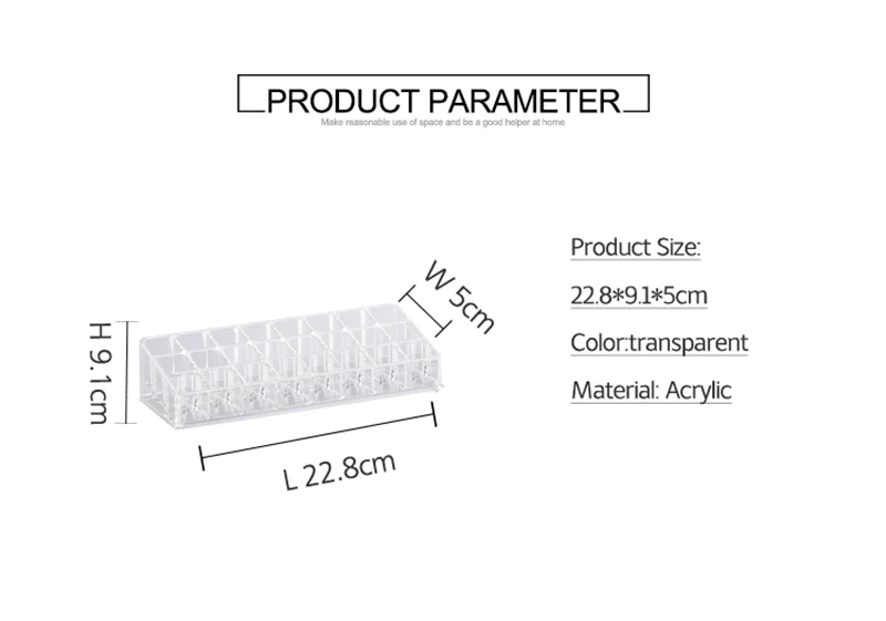24 Сетки акриловые макияж Организатор Коробка для хранения косметическая коробка дисплей стенд губная помада ювелирные изделия