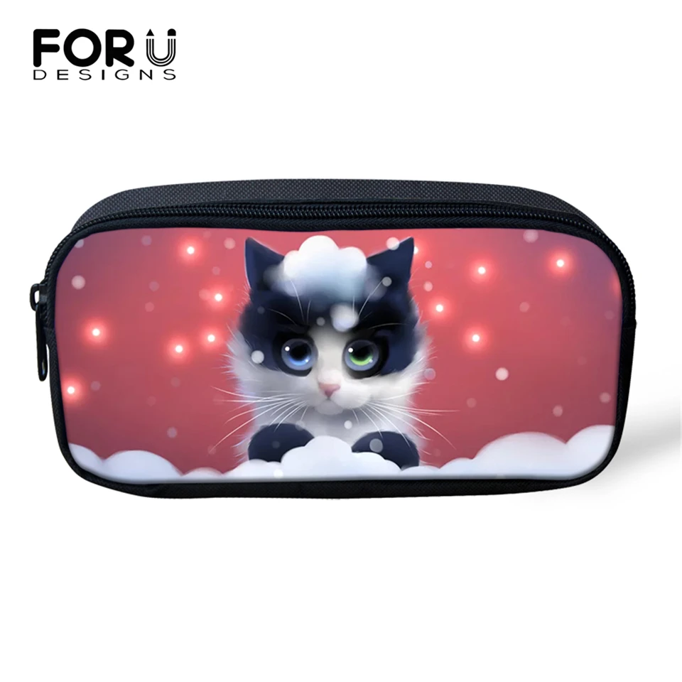 

FORUDESIGNS Fantastic Cats Print Cosmetic Bag Cartoon Animal Pattern Lady Make Up Travel Bag Girls Pen Bags Children Pencil Bags
