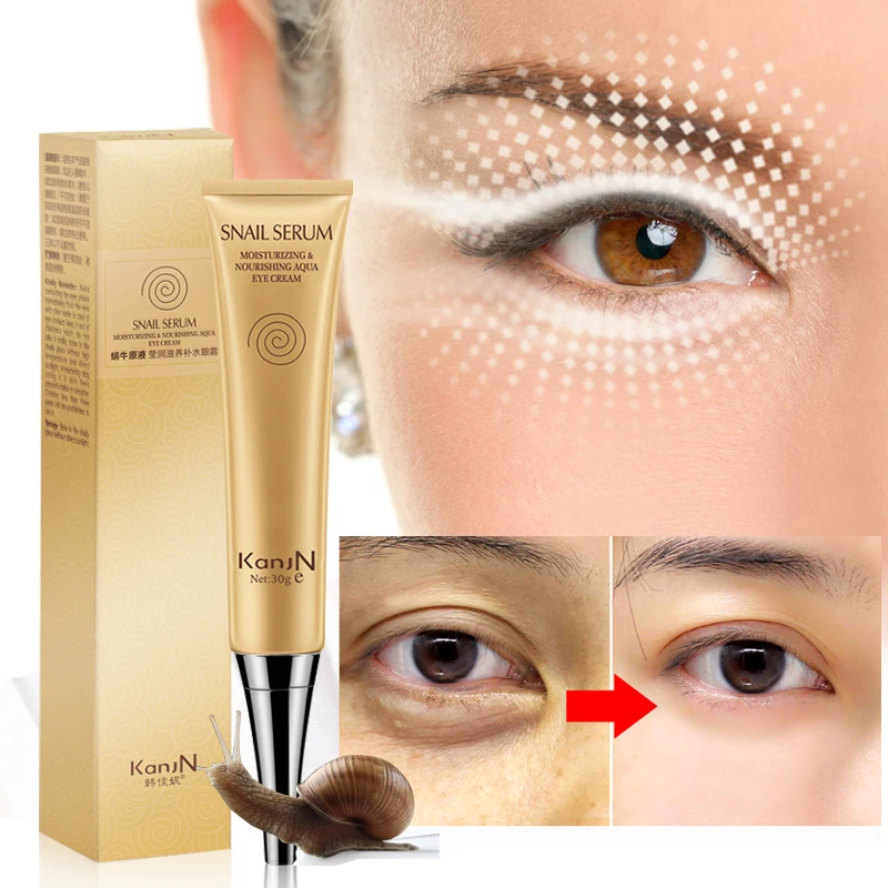 

Snail Eye Cream Dark Circles Anti-Puffiness Remove Wrinkles Instant Ageless Collagen Anti-Aging Moisturizing Skin Care Eye Serum