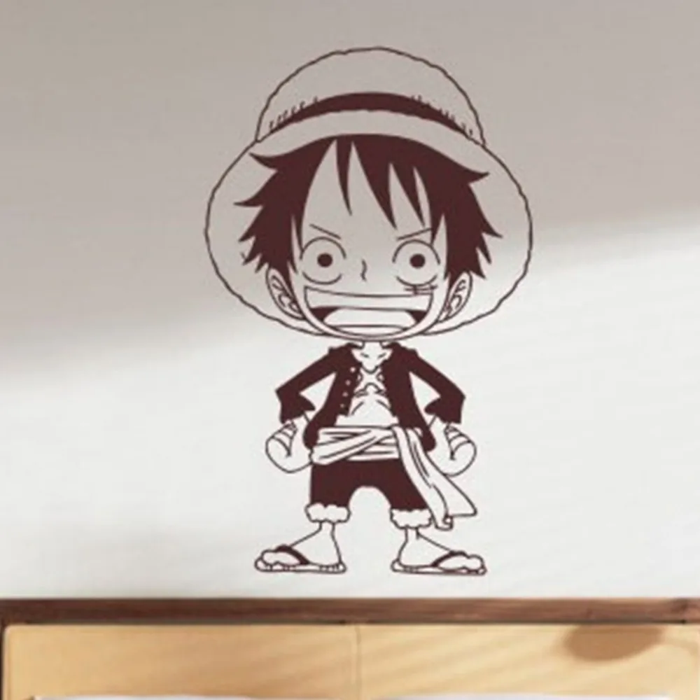 creative diy wall art of wall stickers kids rooms japanese anime one piece home decoration wall stickers living room t170 in wall stickers from home