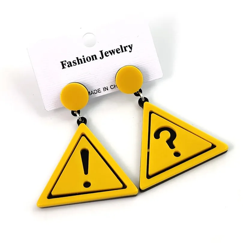 2019 New Fashion Women Symbol Exaggerated Sexy Earrings Exclamation Mark Question Mark Acrylic Earrings Wholesale #3E22 (7)