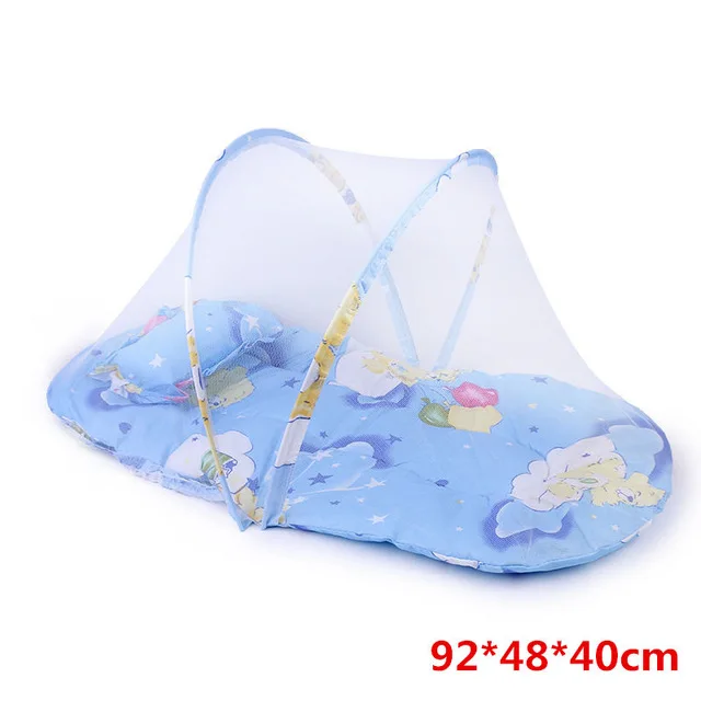 От 0 до 24 месяцев детская кровать переносная складная детская кроватка с сеткой для новорожденных кровать для сна дорожная кровать москитная сетка детское постельное белье - Цвет: blue