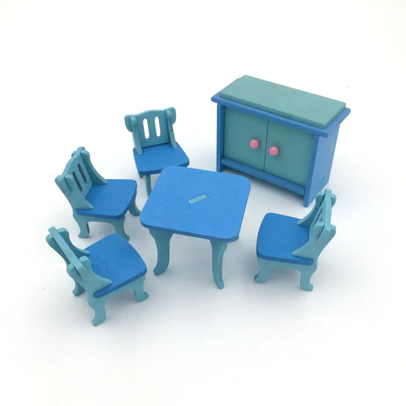 1 مجموعة/6 قطعة الطفل خشبية دمية الأثاث دمى منزل مصغرة لعب الأطفال اللعب هدايا