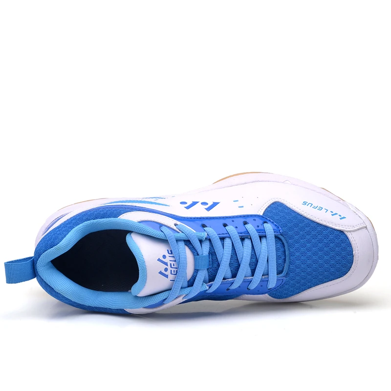 Мужская обувь для бадминтона на шнуровке; цвет синий, белый; Мужская Спортивная кожаная теннисная обувь для бадминтона; сезон весна-лето; кроссовки для настольного тенниса
