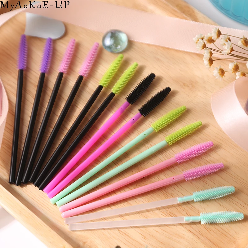 

1000 pcs/lot Wholesale Silicone Eyelashes Brushes 21 colors Disposable Makeup Brushes Eyelash Extension Mascara Wand Applicator