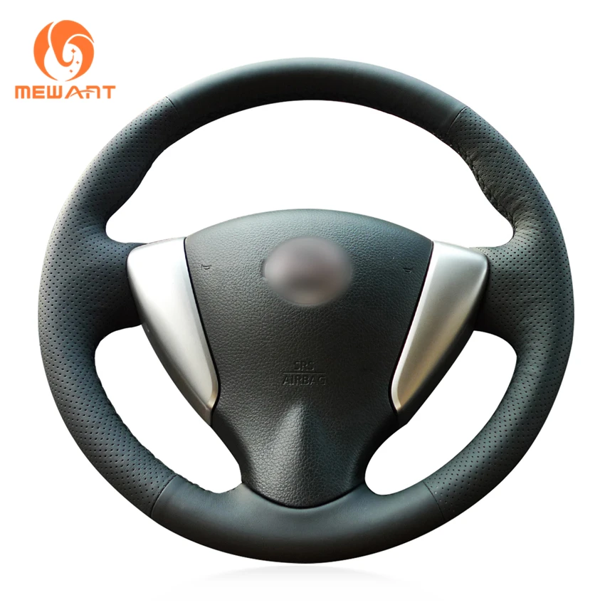 MEWANT Black Artificial Leather Car Steering Wheel Cover for Nissan