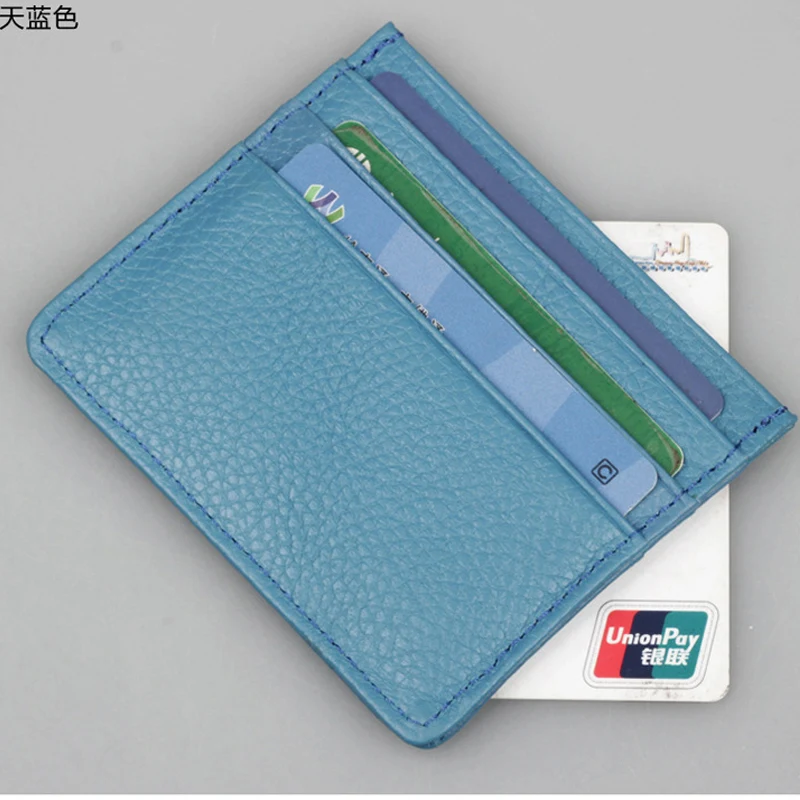 Супер тонкий мягкий кошелек кожаный кошелек мини кредитной карты кошелек держателей карт тонкий милый кошелек для Для мужчин дамы - Цвет: Sky-Blue