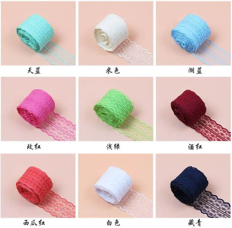 

4.5cm Colorful Non Stretchy Lace Trimming for Wedding Birthday Party Decoration Christmas Halloween Gift Wrapping Lace Ribbons