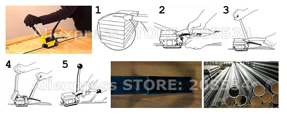 A333 ручной комбинированный Sealless инструмент для обвязки стальными лентами Пряжка обвязочная машина 1/"-3/4" ручная коробка обвязочная машина