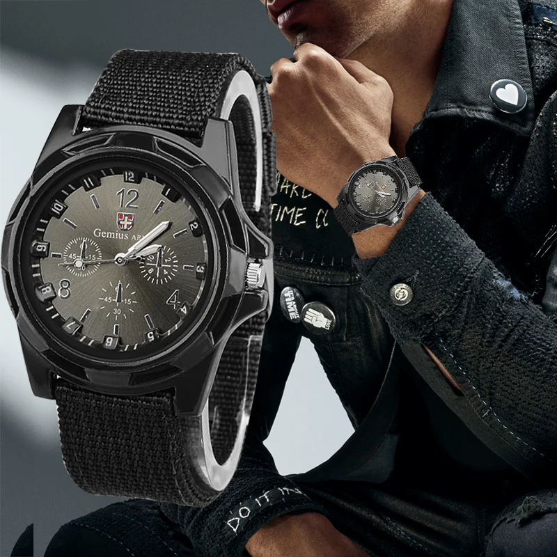 

Men Watches Army Military Male Watches Fabric Canvas Strap Fashion Men's Sport Watch Wristwatch Clock Man's Watches Montre Homme