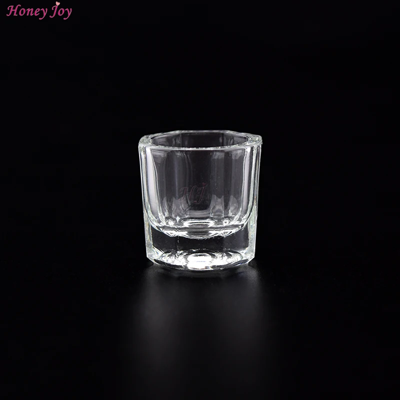 Acrylic Liquid Glass Cup + Anti-volatilization Metal Octagon Cap Acrylic Powder Crystal Glass Cup Lid Bowl for Acrylic Nail Art