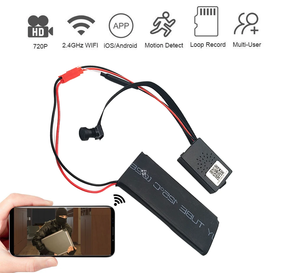 

DIY Module Camera Mini Wifi Camera Full HD 1080P IP Cam Motion Detection Video Security with 2.4G RF Remote Control Loop Record