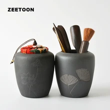 Шесть джентльменов набор японский стиль чай керамика твердой древесины черное дерево чай иглы чайный набор кунг-фу чайные банки Уплотнение емкость для бутылок Банки