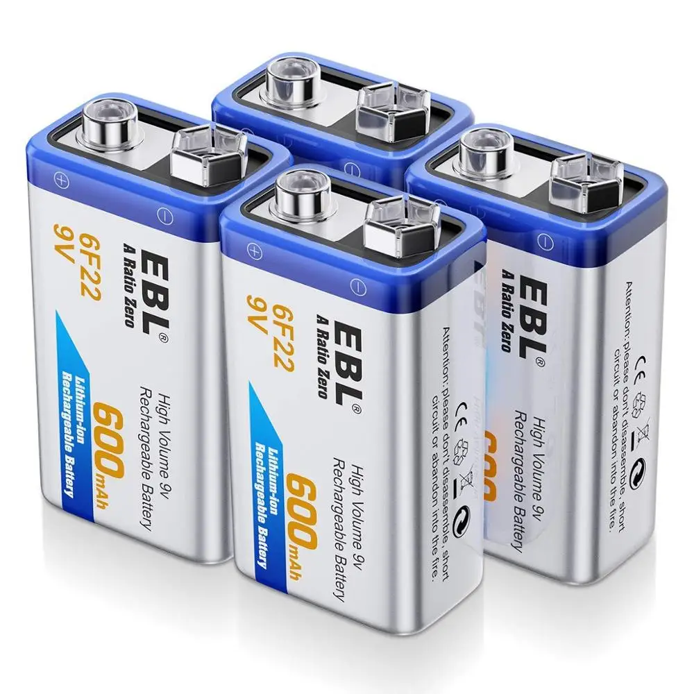 oase Een deel Majestueus Ebl 9 Volt Rechargeable Batteries Lithium Ion 9v 600mah Li-ion Batteries  (4-packs) - Rechargeable Batteries - AliExpress