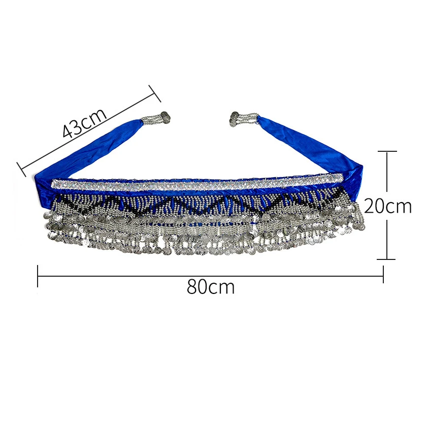 Женские аксессуары для танцевальной одежды 3 ряда прямоугольник хип шарф Регулируемая посадка 258 монеты танец живота Пояс Серебряная монета