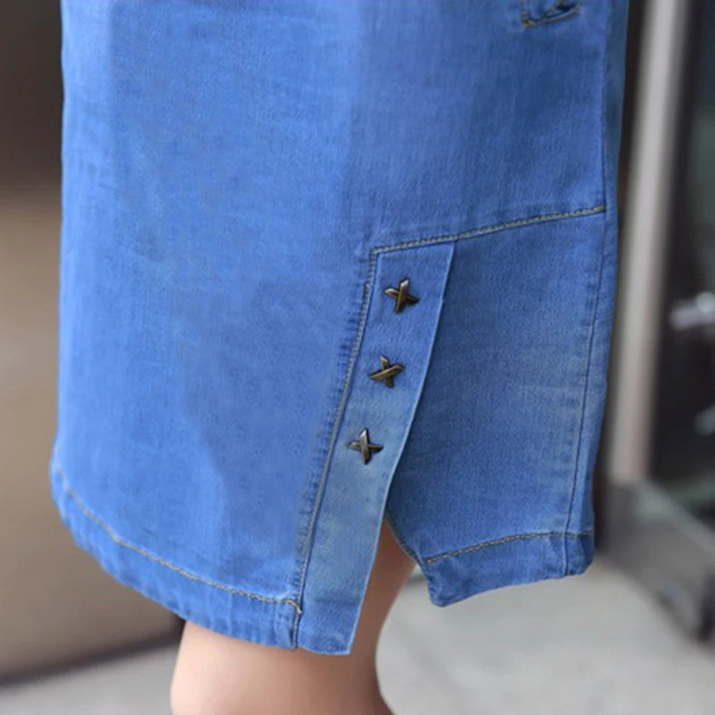 2018 Summer Denim Dress Women Vintage Short Sleeve Plus Size 3XL Jeans Dresses Loose Mini Casual Dress Vestidos European Style