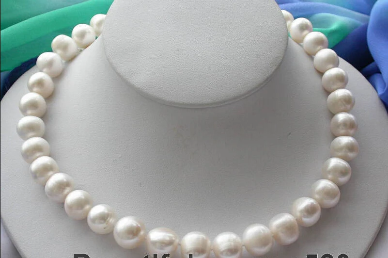 

Free shipping >>>>>z2884 17" 14mm round white freshwater pearl necklace