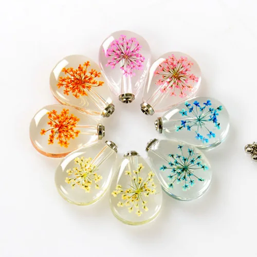 3PCS Pressed Flower Crystal Vials Name on rice rice vial jewelry rice