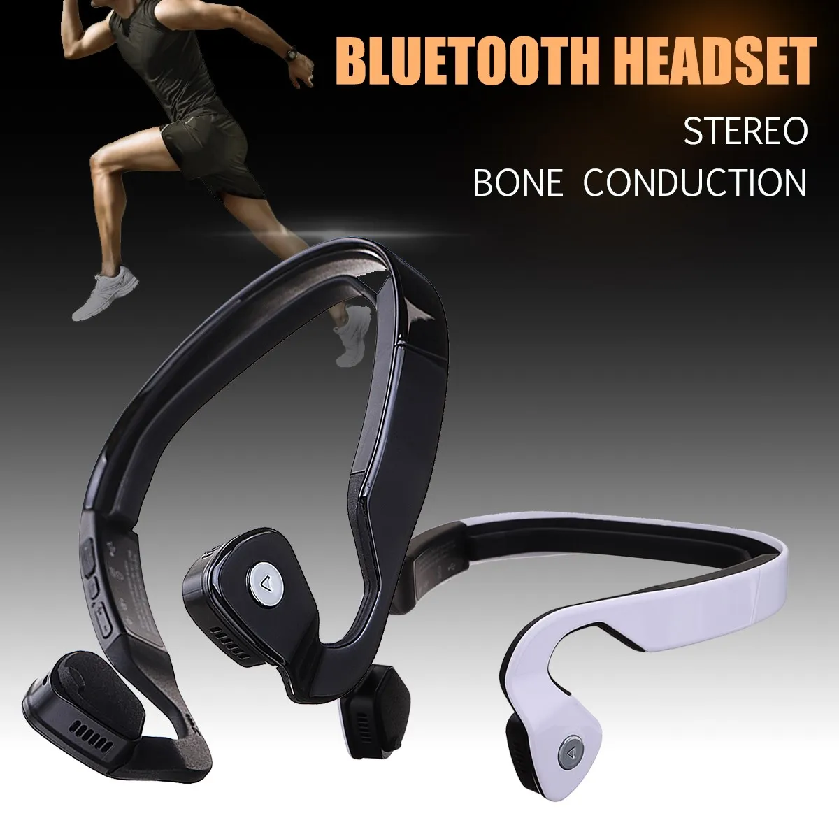 

Wireless Bluetooth 4.1 Bone Conduction Sport Headphone Open Ear Sound Built-in Mic Heaset USB Charging
