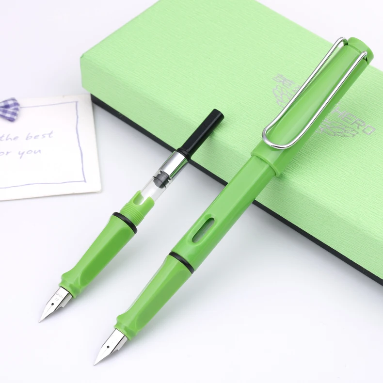 Hero 359 Summer Color Fountain Pen Green Extra Fine Nib Plus 6 Free Cartridges