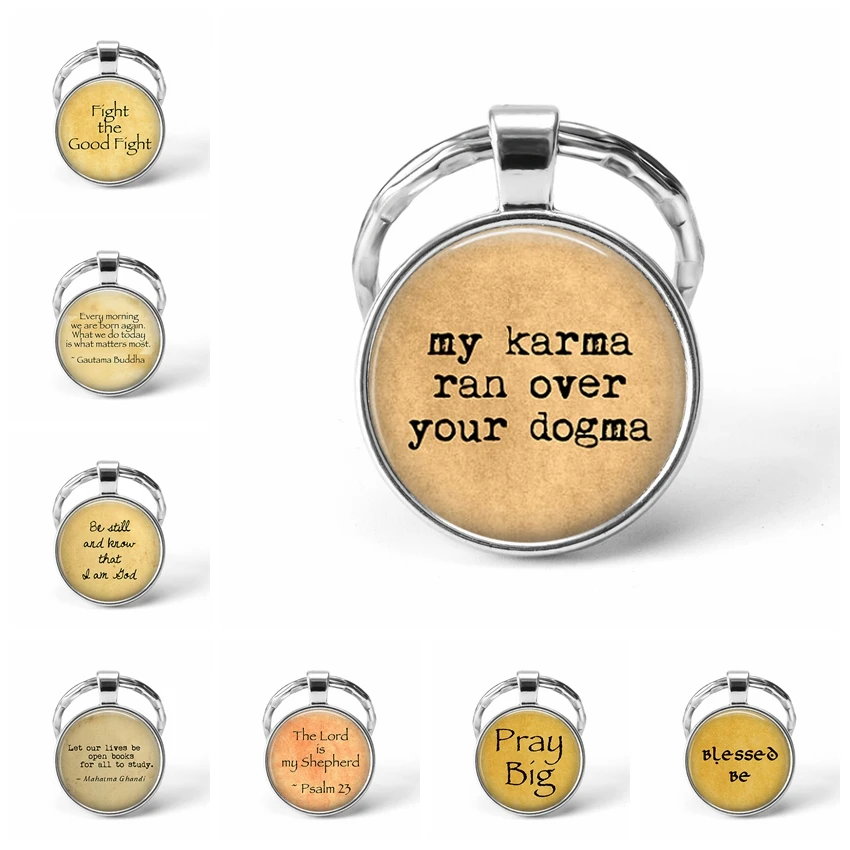 2019 Classic Psalm Quote Key Chains Bible Verse Jewelry Fashion Glass Dome Flower Letter Christian Jesus God Holder Keyring | Украшения и