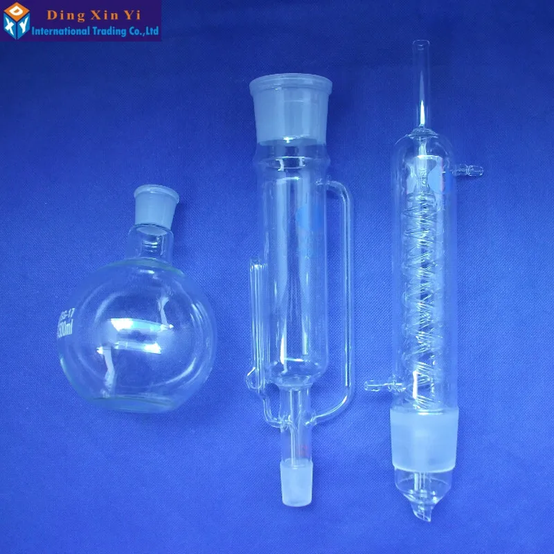  500ml Glass Soxhlet extractorExtraction Apparatus soxhlet with coiled condensercondenser and extrac