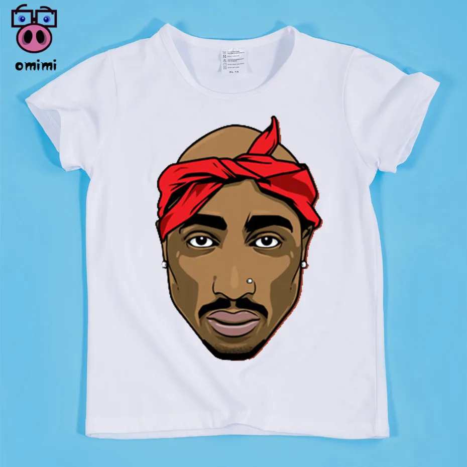 Детская футболка с принтом хип хоп рапер Тупак 2pac Мягкая Белая для мальчиков и