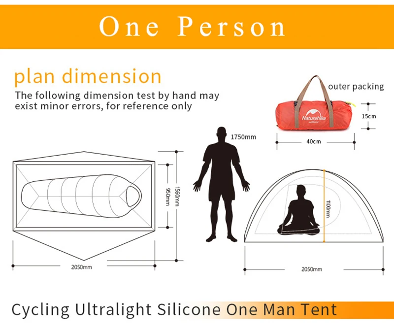 NatureHike 1-2 человек двойной слой Сверхлегкий Палатка для пикника на открытом воздухе 3 сезона водонепроницаемый тент Кемпинг 20D силиконовая палатка NH18A180-D