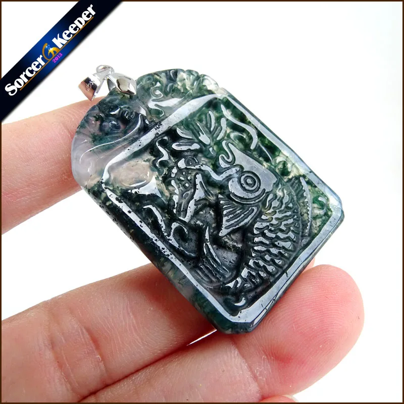 

Real Hand-carved Fish Natural Agates Stone Lucky Amulet Pendant Beads Necklace For Women Men Fashion Charm Jewelry SS909