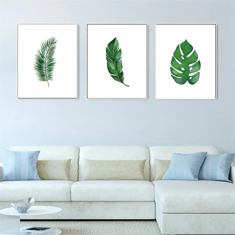 

Laeacco Green Tropical Leaves Posters and Prints Nordic Home Decoration Modern Canvas Painting Wall Art for Living Room Decor