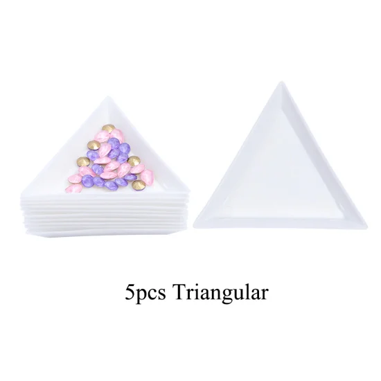 STZ, 5 шт., Пластиковые Стразы для ногтей, коробка для хранения, пластина, алмазные бусины, чашка, треугольный лоток, для дизайна ногтей, блеск, контейнер, держатель, инструмент A11 - Цвет: Triangle