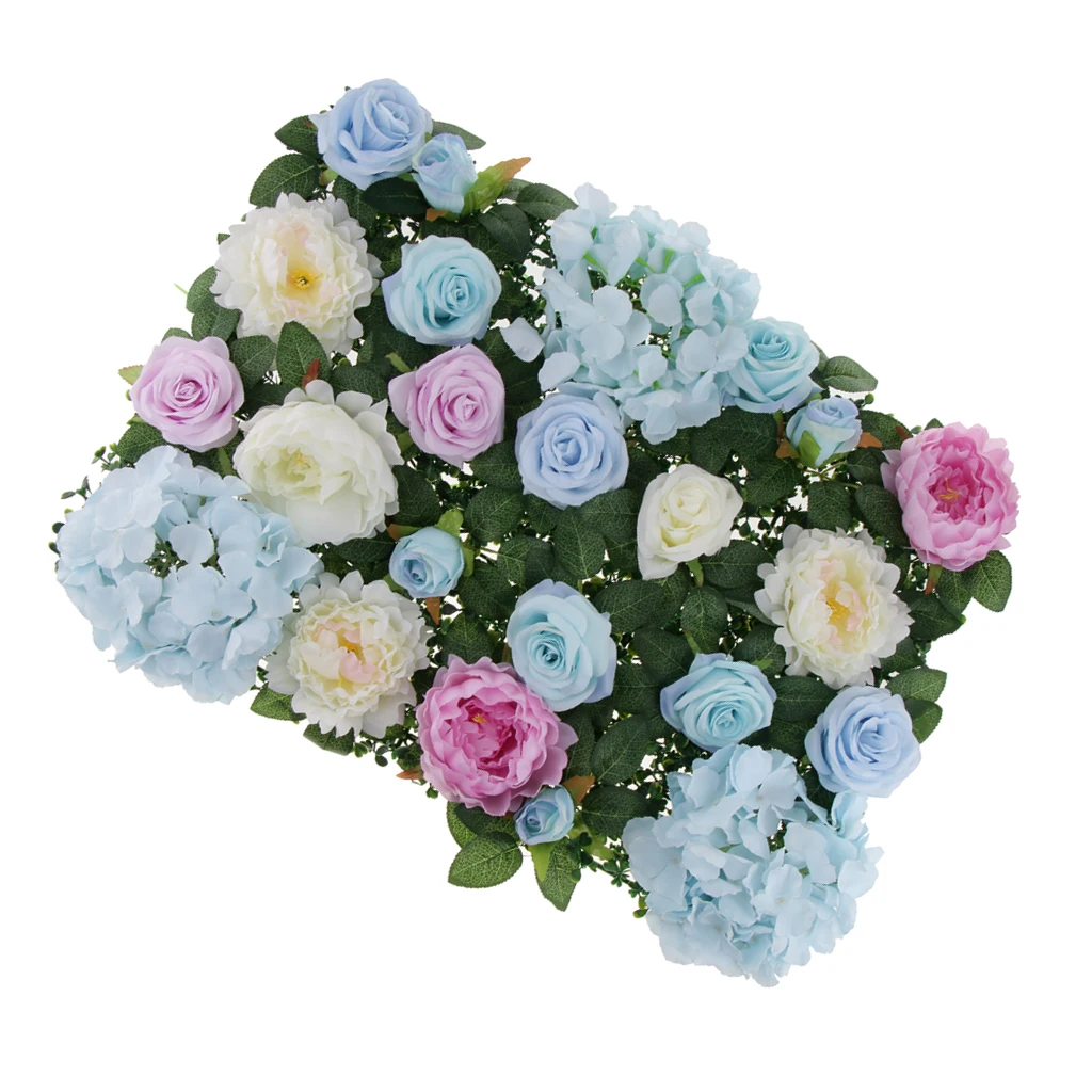 Artificial Hydrangea Flower Panel Silk Rose Peony Flower Wall Decor for Wedding Venue Background Candy Wall Photo Areas Ornament