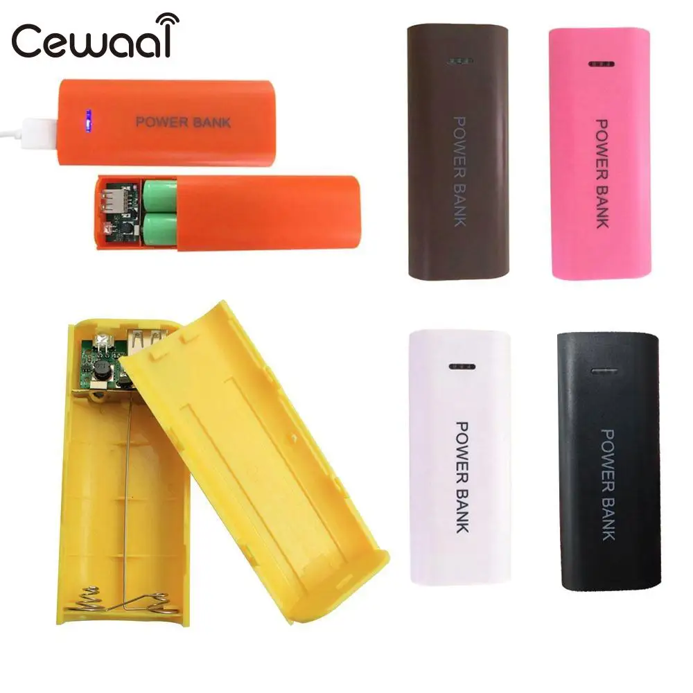 

Cewaal Portable 5V USB Power Bank Case Kit with LED Lights 2 x 18650 Battery Charger Box DIY For Cell Phone Tablet High Quality