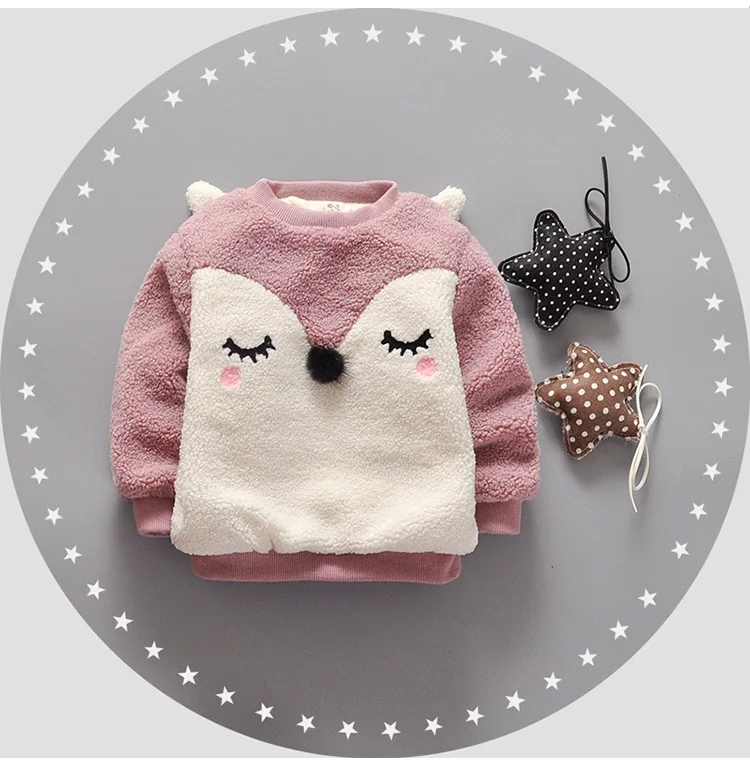 

HYLKIDHUOSE Baby Girls Sweater Autumn Winter Infant/Newborn Plush Sweater Warm Thick Cartoon Children Kids Sweater Tops