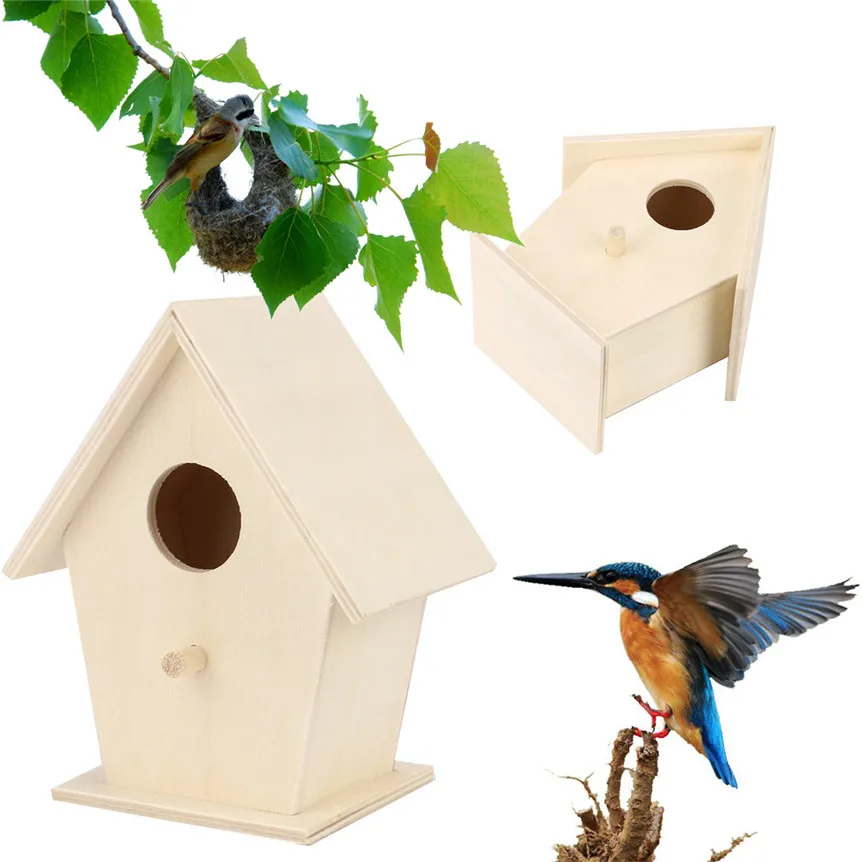 Wooden Bird House Hanging Nest Bird Nesting Boxes For Home Garden Yard