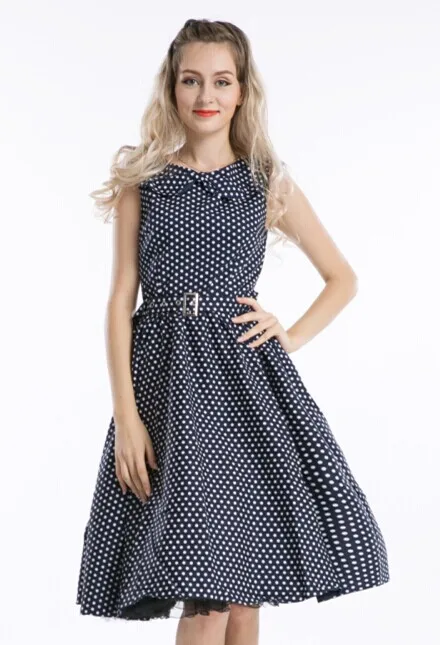 R1010 Navy blue rockabilly dress