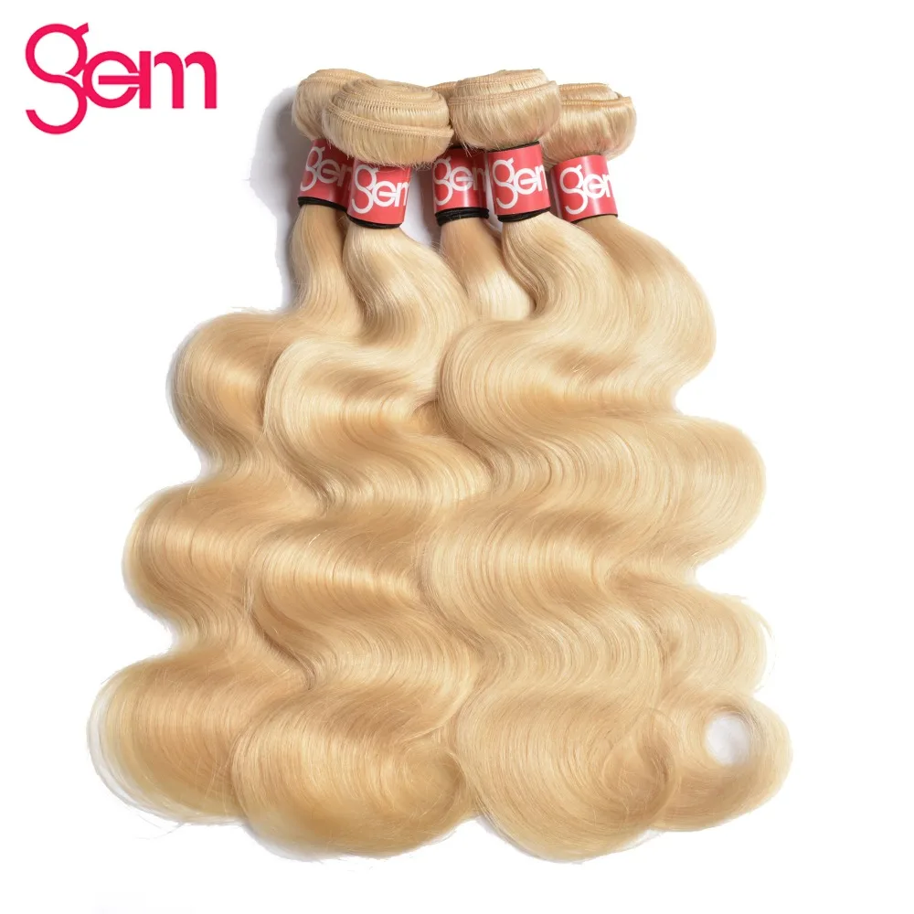 Blonde Full 613 Color Body Wave Brazilian Hair Weave Bundles 100 Human