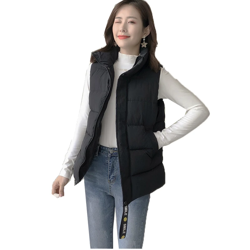 

2019 Autumn Winter Warm Thick Slim Jacket Overcoat Ladies Women Vest Plus Size Jacket Gilet Femme Casual Top Sleeveless Clothes