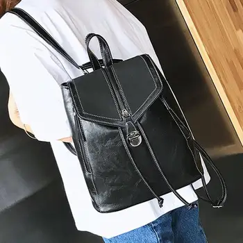 

Fashion Women's Leather Rucksack Simple Female Backpack Rucksack 2019 Backpack Travel Bag School Backpack Girl #20