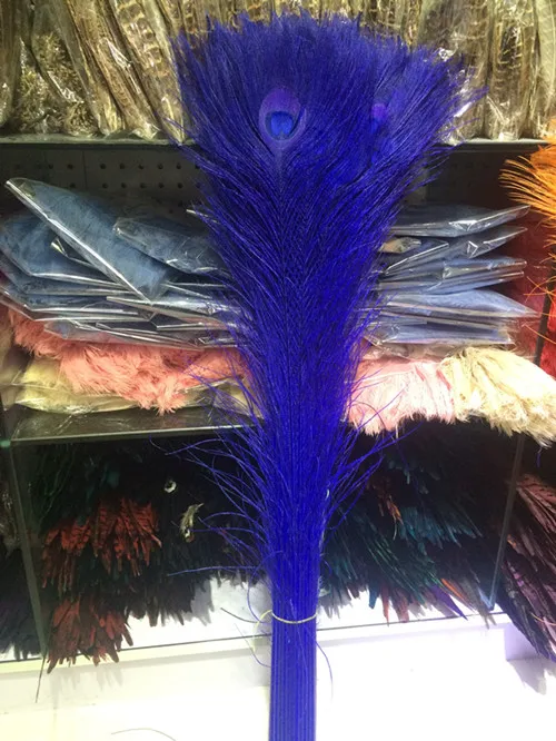 Быстрая 50 шт./шт. Качественное перо павлина, 72-80 см/29-3" DIY ювелирные изделия, одежда, Ваза Цветочная композиция - Цвет: Royal blue