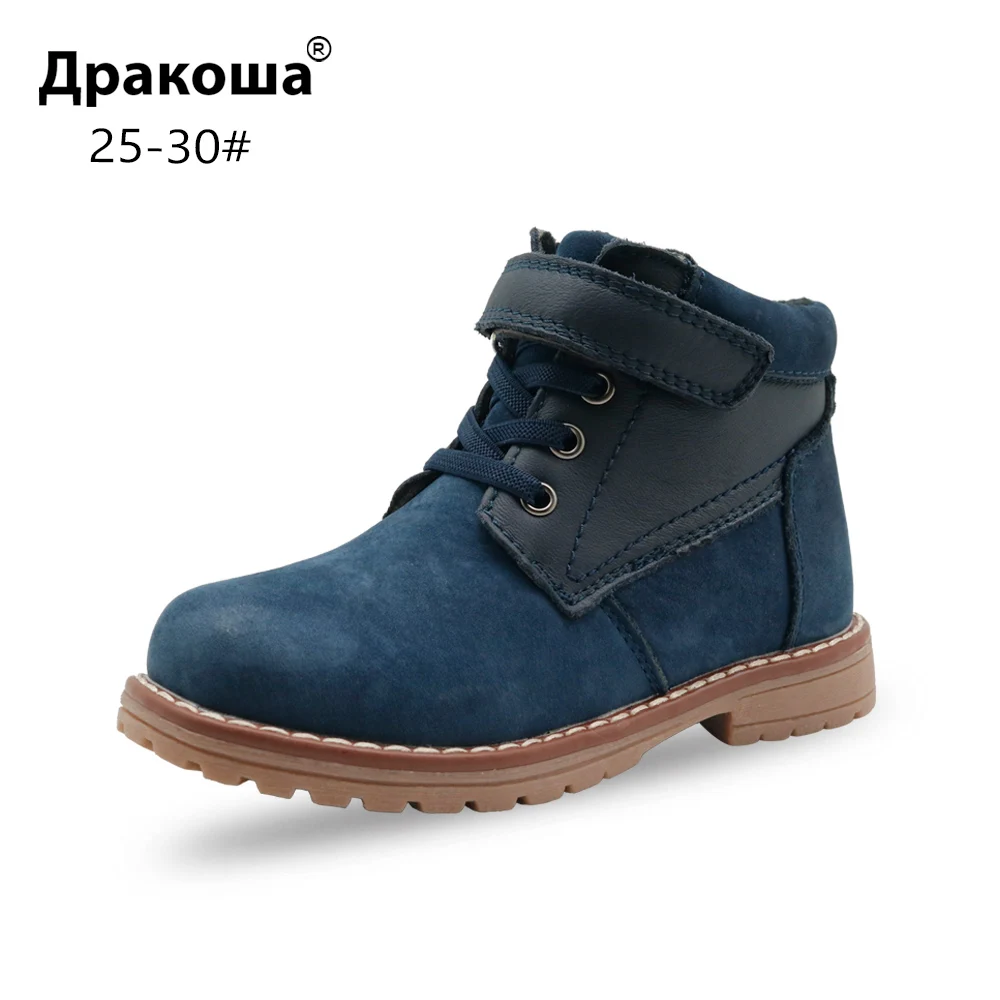 

Apakowa Boys Vintage Martin Boots Autumn Spring Children's Nature Leather Ankle Motorcycle Boots for Little Boy Orthopedic Shoes