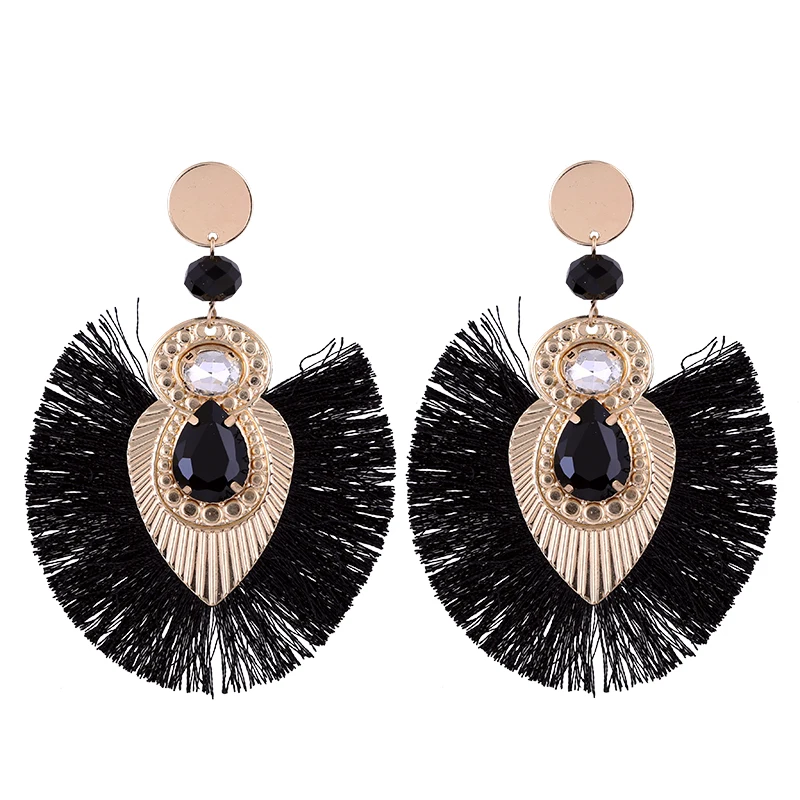 FLDZ 2018 New Short tassel metal drill Drop Earrings Personality hyperbole Women's holiday party Earrings