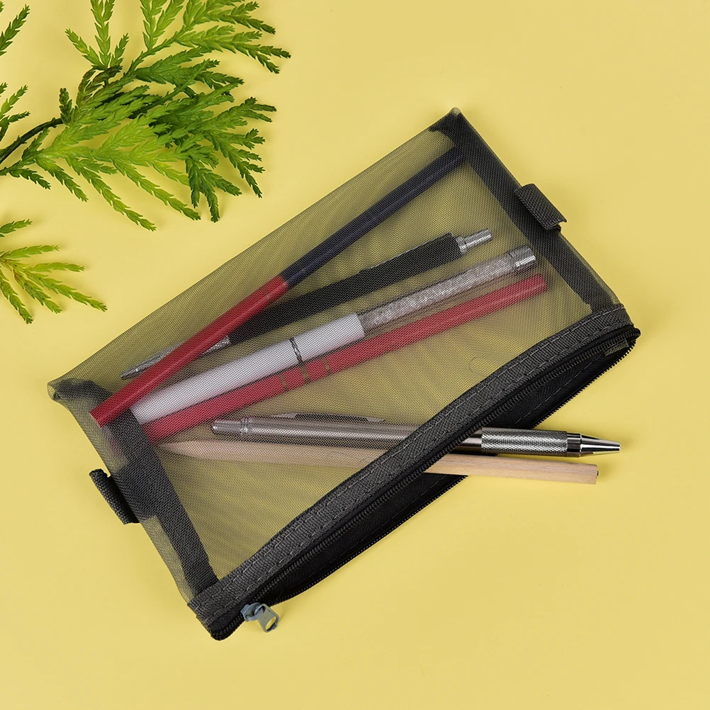 

1 Pcs Transparent Mesh Pencil Case Pencil Bag Nylon Pen Box Office School Supplies Stationery Storage Cosmetic Bags